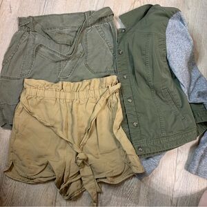 Women’s size small EXPRESS clothing bundle- skirt, shorts, zip jacket